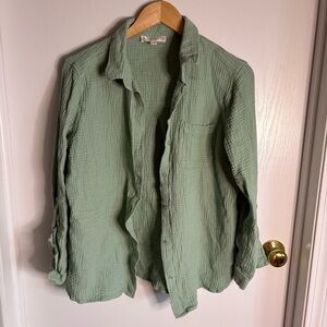 Anne Klein Sage Green Gauzy Shirt boho coastal beachy